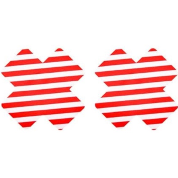 Red Striped X Shaped Breast Petals Pasties - Picture 4 of 4